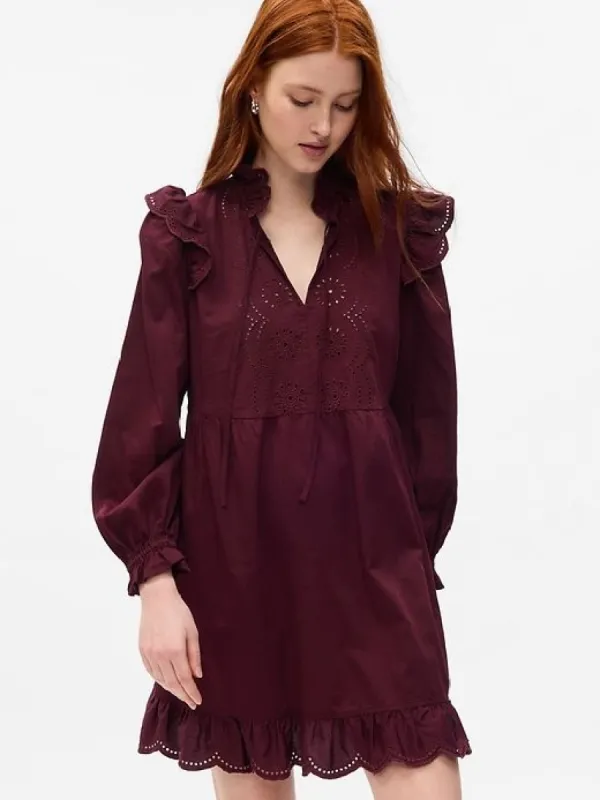 Eyelet Ruffle Mini Dress sold by GAP