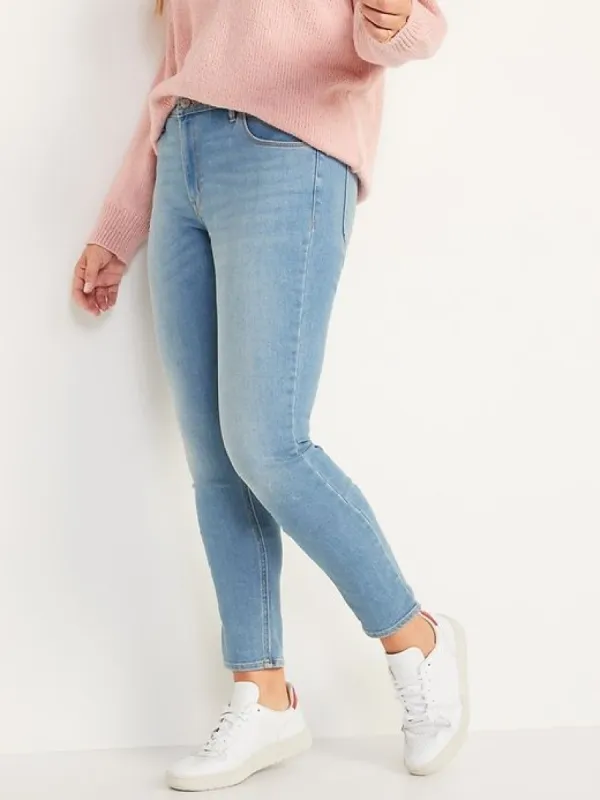 Mid-Rise Light-Wash Skinny Jeans for Women sold by GAP