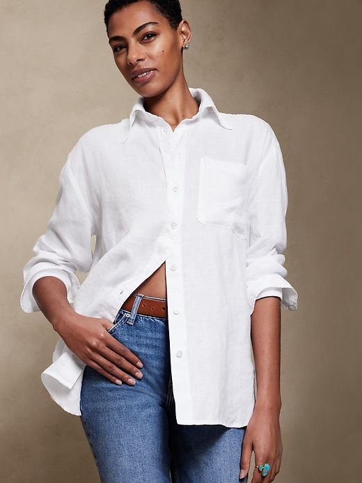 The Oversized Linen Shirt sold by Banana Republic product image thumbnail 6