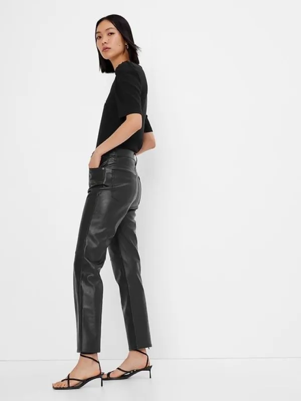 Sky High Rise Faux-Leather Cheeky Straight Pants sold by GAP