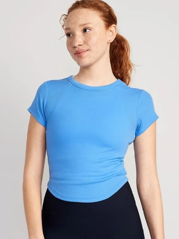 Short-Sleeve UltraLite Cropped Rib-Knit T-Shirt for Women sold by GAP