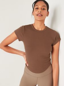 Short-Sleeve UltraLite Cropped Rib-Knit T-Shirt for Women sold by GAP