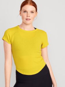 Short-Sleeve UltraLite Cropped Rib-Knit T-Shirt for Women sold by GAP