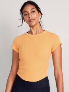 Short-Sleeve UltraLite Cropped Rib-Knit T-Shirt for Women sold by GAP