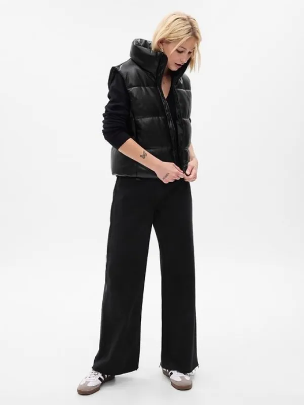Vegan Leather Cropped Puffer Vest sold by GAP