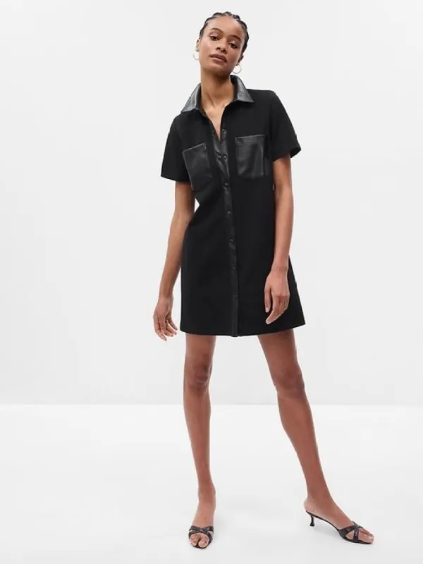 Vegan Leather Mini Shirtdress sold by GAP