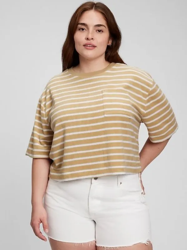 Towel Terry Boxy Cropped T-Shirt sold by GAP