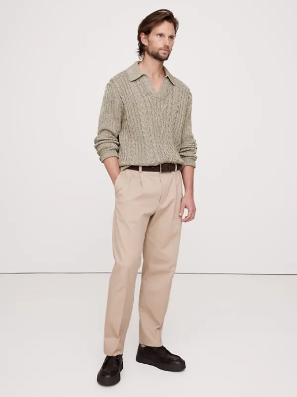 Relaxed Cotton Cable-Knit Sweater Polo sold by Banana Republic