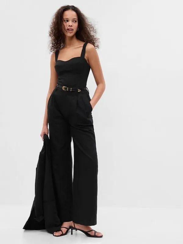 Linen-Blend Corset Tank Top sold by GAP