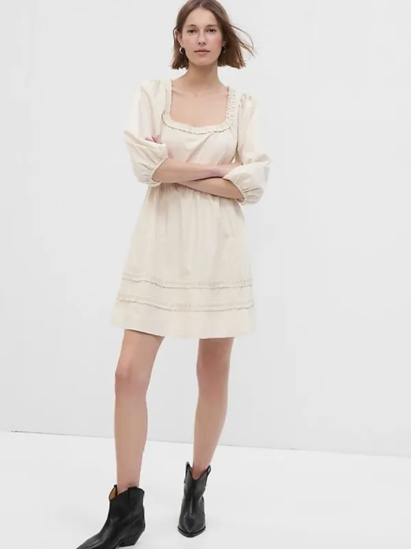 Puff Sleeve Ruffle Neck Mini Dress sold by GAP