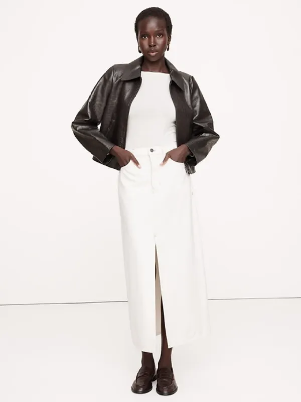 Crocodile-Embossed Leather Jacket sold by Banana Republic