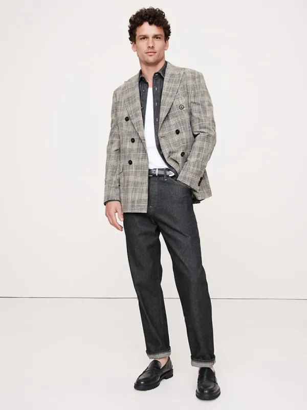 Brushed Prince of Wales Sports Jacket - Navy | Parallel