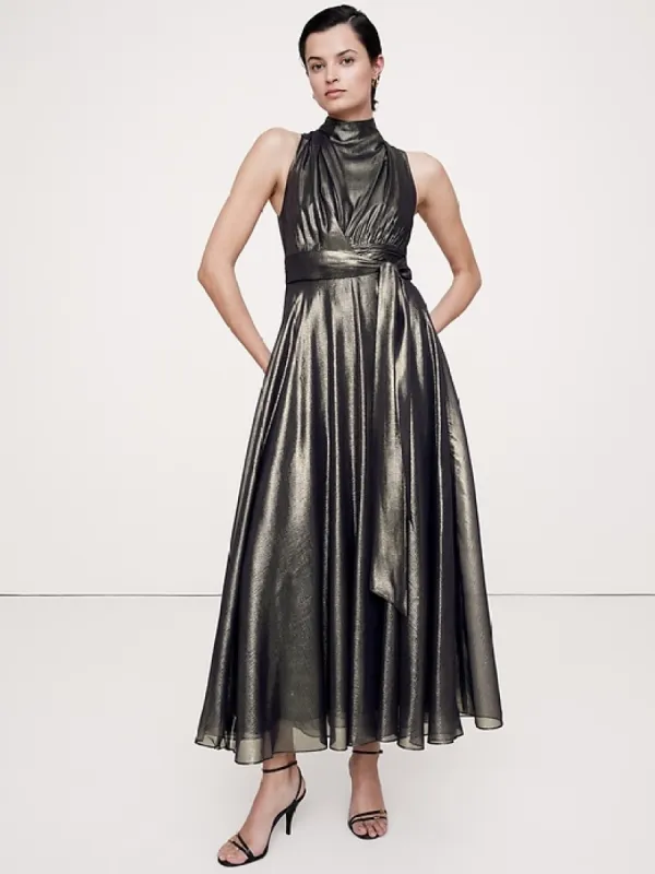Silk Lamé Maxi Dress sold by Banana Republic
