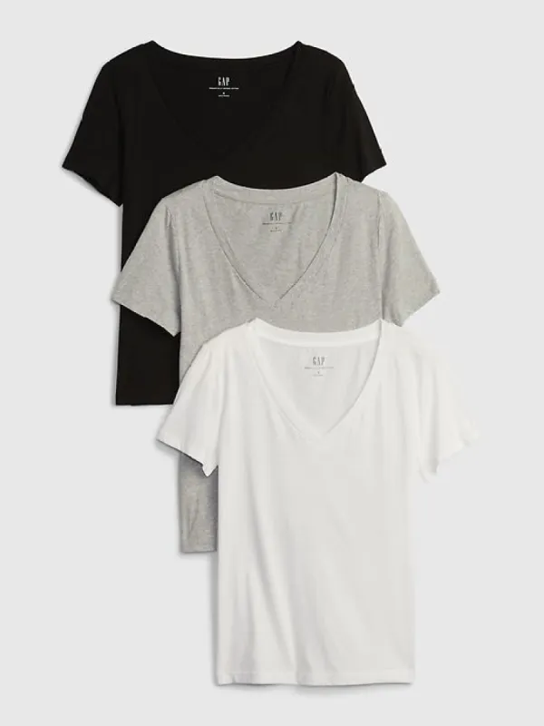 100% Organic Cotton Vintage V-Neck T-Shirt (3-Pack) sold by GAP