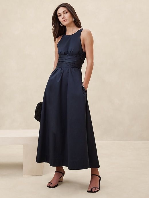 Stretch-Cotton Poplin Maxi Dress sold by Banana Republic
