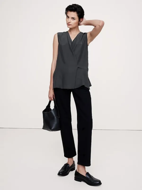 Signature Silk Wrap Top sold by Banana Republic
