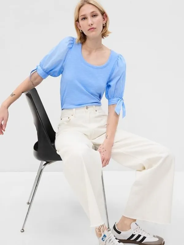 Essential Rib Puff Sleeve Top sold by GAP