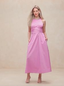 Stretch-Cotton Poplin Maxi Dress sold by Banana Republic