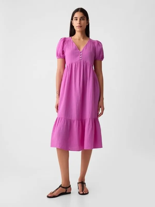 Crinkle Gauze Midi Dress sold by GAP