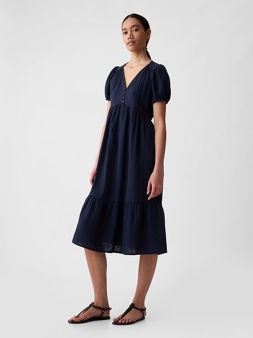 Crinkle Gauze Midi Dress sold by GAP product image thumbnail 3