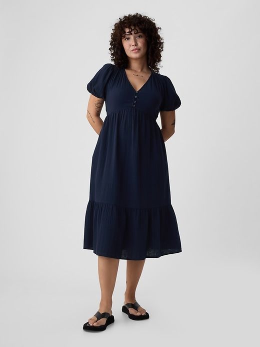 Crinkle Gauze Midi Dress sold by GAP product image thumbnail 4