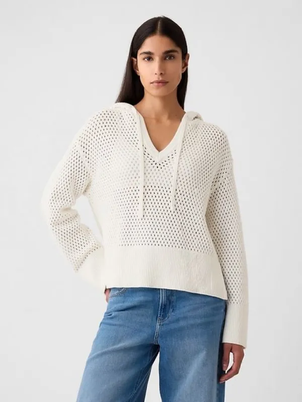 24/7 Split-Hem Crochet Sweater Hoodie sold by GAP