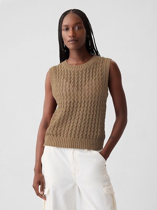 Linen-Cotton Textured Tank Top sold by GAP