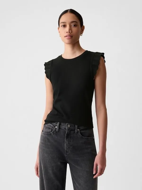 Modern Rib Flutter Tank Top sold by GAP