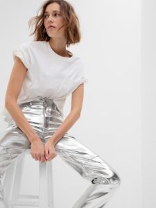 High Rise Vegan Leather Cheeky Straight Pants sold by GAP