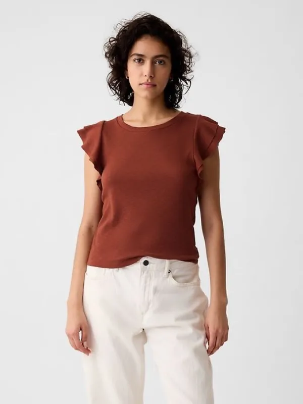 Essential Rib Flutter Sleeve Shirt sold by GAP