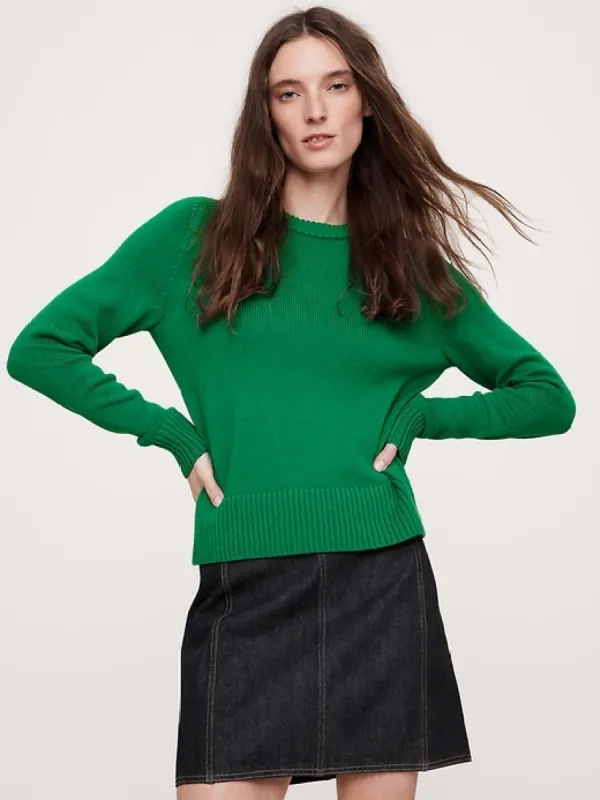 Cotton-Silk Crew-Neck Sweater sold by Banana Republic