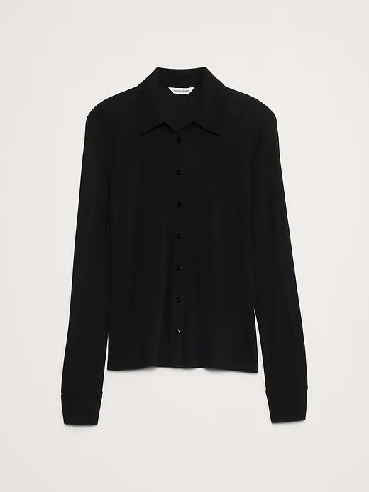 Crepe Knit Button-Down Shirt sold by Banana Republic product image thumbnail 4
