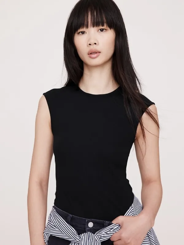 Ribbed Cap-Sleeve T-Shirt sold by Banana Republic