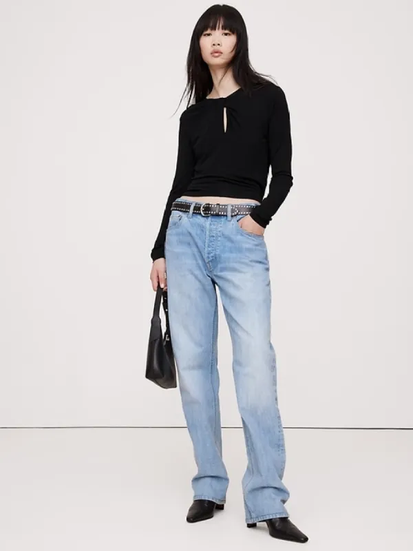 Crepe Keyhole Twist Top sold by Banana Republic