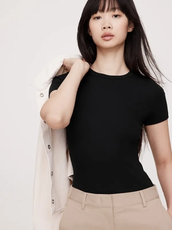 Ribbed Short-Sleeve T-Shirt sold by Banana Republic