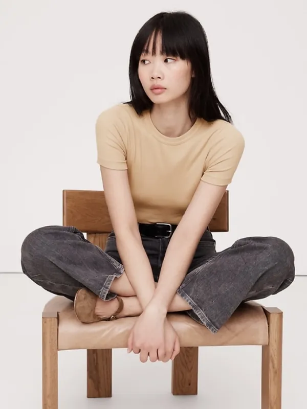 Ribbed Short-Sleeve T-Shirt sold by Banana Republic