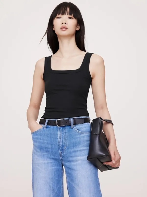 Ribbed Square-Neck Tank sold by Banana Republic