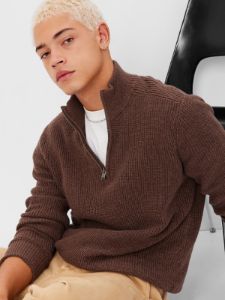 Half-Zip Rib Mockneck Sweater sold by GAP