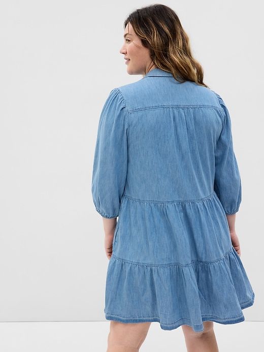 Puff Sleeve Denim Mini Shirtdress sold by GAP product image thumbnail 5
