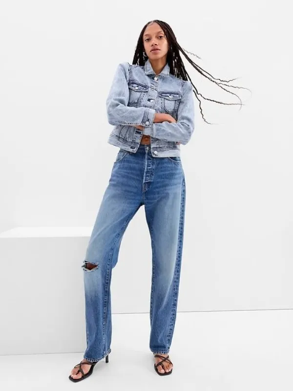 Puff Sleeve Denim Jacket sold by GAP
