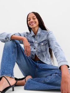 Puff Sleeve Denim Jacket sold by GAP
