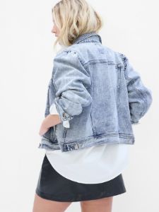 Puff Sleeve Denim Jacket sold by GAP