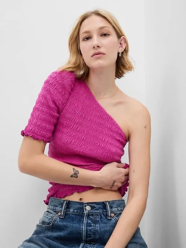 Smocked One-Shoulder Top sold by GAP