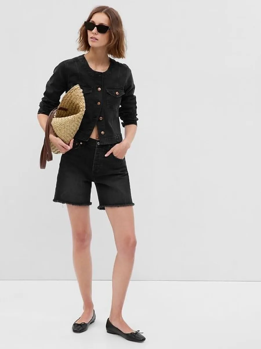 Collarless Denim Jacket sold by GAP