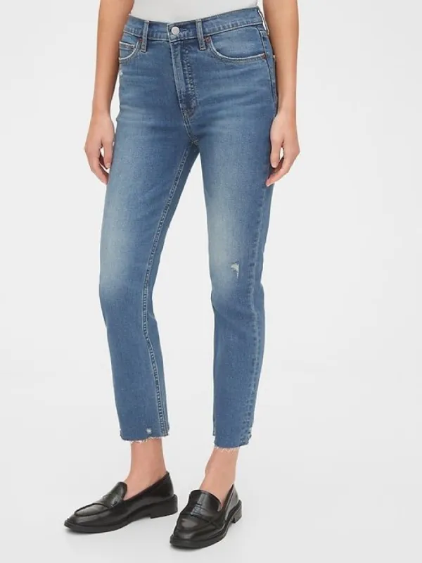 High Rise Distressed Vintage Slim Jeans sold by GAP