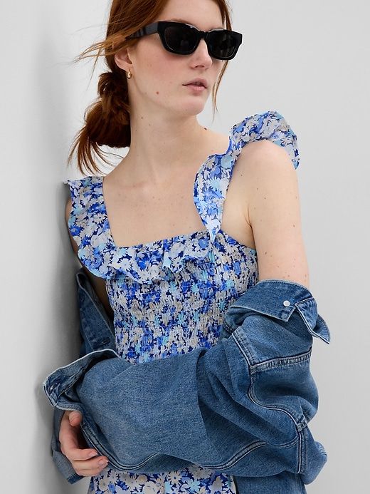 Ruffle Neck Midi Dress sold by GAP product image thumbnail 4