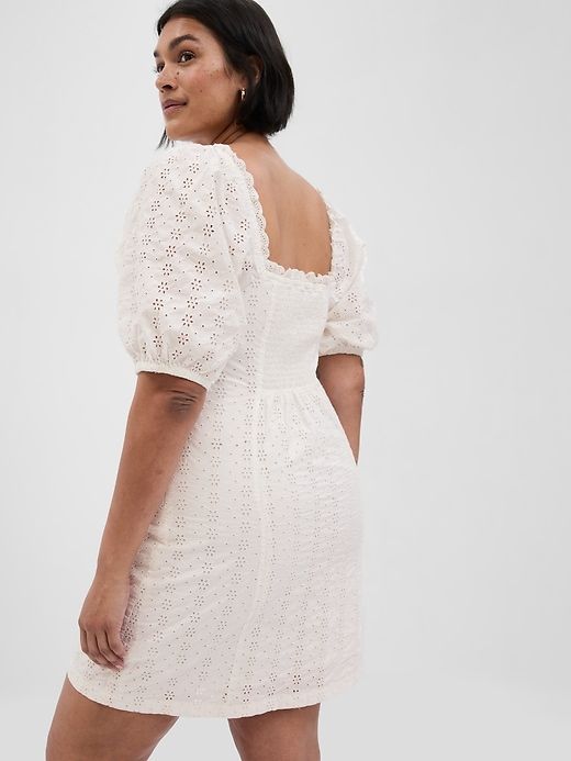 Puff Sleeve Eyelet Mini Dress sold by GAP product image thumbnail 5