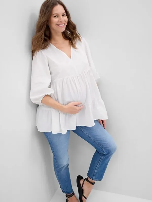 Maternity Poplin Tiered Top sold by GAP