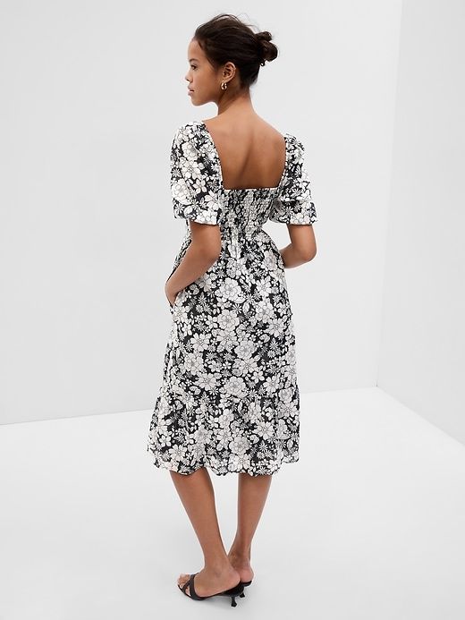 Puff Sleeve Metallic Floral Midi Dress sold by GAP product image thumbnail 2
