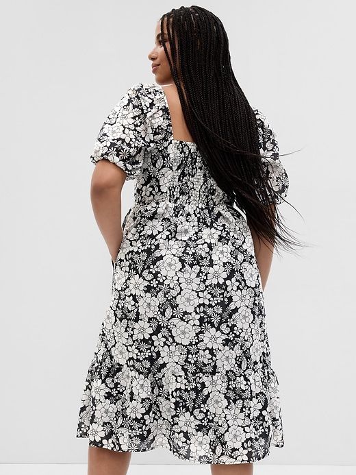 Puff Sleeve Metallic Floral Midi Dress sold by GAP product image thumbnail 5